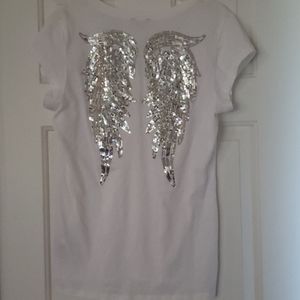G by Guess Angel Wings Sequins T-shirt Size XL